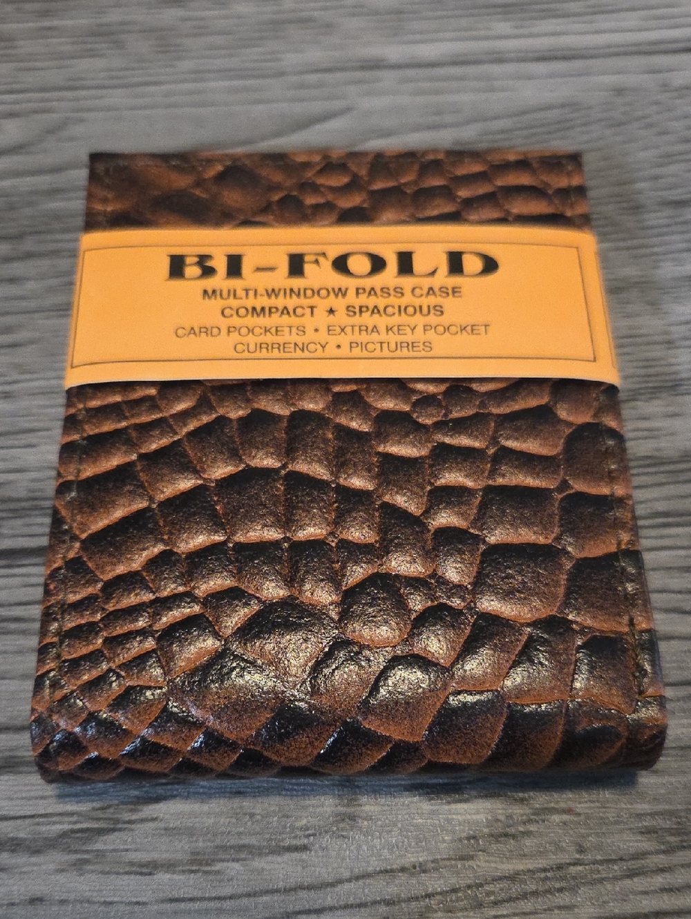 Brown Textured Leather Bi-Fold Wallet #1